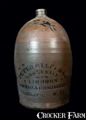 Peter Welty, PETER WELTY / WHEELING, WV Stoneware Advertising Jug, circa 1875, Stoneware