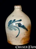 COWDEN & WILCOX / HARRISBURG, PA Stoneware Jug with Floral Decoration by Cowden & Wilcox, circa 1865, Stoneware, sold Oct 2011