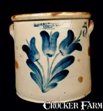 5 Gal. T. HARRINGTON / LYONS, NY Stoneware Crock by T. Harrington, circa 1860, Stoneware, sold Jul 2011