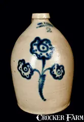 C. HART / SHERBURNE Stoneware Jug with Flowers by C. Hart, circa 1860, Stoneware, sold Jul 2011