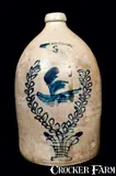 N. White & Co., N. WHITE & CO. / BINGHAMPTON Stoneware Jug with Bird, Urn and Wreath, circa 1866-1868, Stoneware