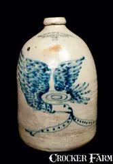 Wm E. Warner, WM. E. WARNER / WEST TROY Stoneware Jug with Eagle, circa 1850, Stoneware