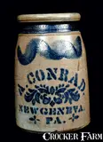 A. Conrad, A. CONRAD / NEW GENEVA, PA Stoneware Wax Sealer, circa 1875, Stoneware