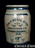 Mary Beale, BEALL / CUMBERLAND, MD Stoneware Crock, circa 1875, Stoneware