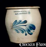 COWDEN & WILCOX / HARRISBURG, PA Stoneware Cream Jar by Cowden & Wilcox, circa 1865, Stoneware, sold Jul 2011