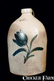 EVAN R. JONES / PITTSTON, PA Stoneware Jug with Cobalt Dec. by Evan R. Jones, circa 1875, Stoneware, sold Jul 2011