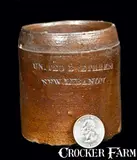 United Brethren, Very Rare Small "UNITED BRETHREN / NEW LEBANON" Stoneware Pot, Shaker, circa 1830, Stoneware