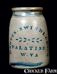 Swindler & Co., KNOTTS, SWINDLER & CO. / PALATINE, WV Stoneware Crock, circa 1875, Stoneware