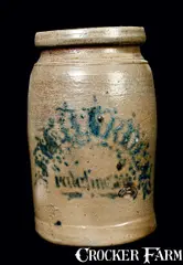 J.M. HARDEN / PALATINE, WV Stoneware Crock by J.M. Harden, circa 1875, Stoneware, sold Jul 2011