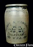 Richey & Hamilton, RICHEY & HAMILTON / PALATINE, WV Stoneware Crock, circa 1875, Stoneware