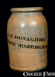 A.P. Donaghho, A.P. DONAGHHO / PARKERSBURG. W.Va. Stoneware Canning Jar.