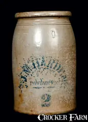 J. M. HARDEN / PALATINE, W. VA Stoneware 2 Gal. Crock by J.M. Harden, circa 1875, Stoneware, sold Jul 2011