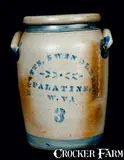 Swindler & Co., KNOTTS, SWINDLER & CO. / PALATINE, W. VA Stoneware Crock, circa 1875, Stoneware