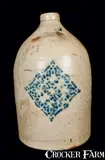 F. H. COWDEN / HARRISBURG Stoneware Jug by F.H. Cowden, circa 1880, Stoneware, sold Jul 2011