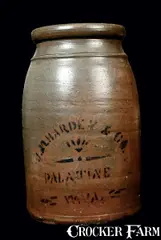 J. M HARDEN / PALATINE, WV Stoneware Canning Jar by J.M. Harden, circa 1875, Stoneware, sold Jul 2011