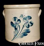 J. Fisher, J. FISHER / LYONS, N.Y. Stoneware Crock w/ Floral Design, circa 1885, Stoneware