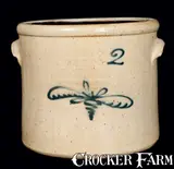 J. Fisher, J. FISHER / LYONS, NY Stoneware Crock w/ Floral Decoration, circa 1885, Stoneware