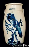J. & E. Norton, J. & E. NORTON / BENNINGTON, VT. Stoneware Churn w/ Pheasant on Stump, circa 1855, Stoneware