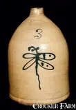 J. FISHER / LYONS, N.Y. Stoneware Dragonfly Jug by J. Fisher, circa 1885, Stoneware, sold Mar 2011
