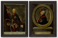 Richard Houston, After Antoine Pesne (French, 1683-1757) Hand Colored Reverse, Mezzotint Prints on Glass
