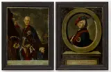 Richard Houston, After Antoine Pesne (French, 1683-1757) Hand Colored Reverse, Mezzotint Prints on Glass