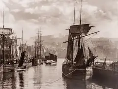 Francis Meadow Sutcliffe, Untitled, Gelatin Silver Print, Ca. 1996, "The Dock End, Whitby Harbour in 1890"