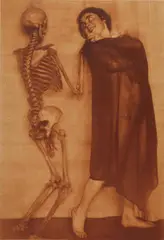 Narre Tod, mein Spielgesell by Franz Fiedler, 1921, Vintage bromoil print (red-brown) on matte paper, in excellent condition, mounted on original cardboard, sold Jun 2024