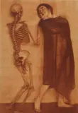 Franz Fiedler, Narre Tod, mein Spielgesell, 1921, Vintage bromoil print (red-brown) on matte paper, in excellent condition, mounted on original cardboard