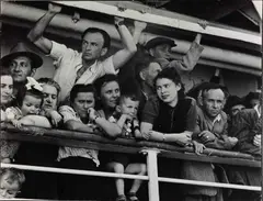 The arrival of immigrants from Europe, Haifa, Israel 1949 by Robert Capa, 1949, Gelatin silver print, printed in 1989 on double-weight semi-matte paper, sold Jun 2024