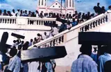 Alex Webb, Memorial for victims of army violence, Port-au-Prince, Haiti, July 1987, 1987, Dye transfer print, printed in 1989 on semi-matte paper