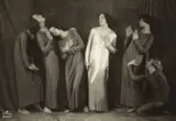 Atelier D'ora-Benda, Dancer Mary Wigman and her group, Vienna, 1927, Vintage silver print on double-weight semi-matte paper, in very good condition. Studio's signature "d'Ora BENDA" in the lower image at left, handwritten negative number "75540" and annotated "Wigman"