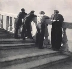 Rudolf Sulke, Unemployed', 1930s, Bromoil transfer print in blue-grey ink on double-weight paper, original mount with additional paper backing