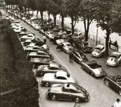 Hans Truöl, Porsche Meeting, 1959, Gelatin silver print, printed later on single-weight ferrotyped paper