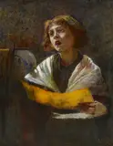 Walter Firle, Singendes Mädchen, Öl auf Leinwand