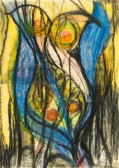 Fisch by Gerhard Altenbourg, Mischtechnik (Farbkreiden, Bleistift) auf Transparentpapier, sold Jun 2016