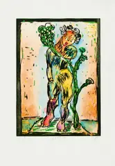 Markus Lüpertz, Daphne, Kolorierter Farbholzschnitt auf Velin