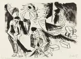 Karl Schmidt-Rottluff, Heimkehr der Fischer I, Lithografie auf leichtem Karton