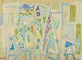Eduard Bargheer, Prozession (auf Ischia), Öl auf Leinwand