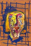 Markus Lüpertz, Ohne Titel (Kopf), Mischtechnik (Zwei-Farben-Holzschnitt, übermalt) auf 88 x 60cm
