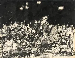 Jean Dubuffet, "Paysage au Tumulte", Mischtechnik (Papiercollage, Bindfaden, mit Tusche übermalt) auf leichtem Karton