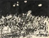Jean Dubuffet, "Paysage au Tumulte", Mischtechnik (Papiercollage, Bindfaden, mit Tusche übermalt) auf leichtem Karton
