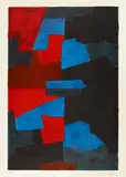 Composition rouge, bleue et noire by Serge Poliakoff, Farblithografie auf BFK RIVES (Wasserzeichen), sold Jun 2016