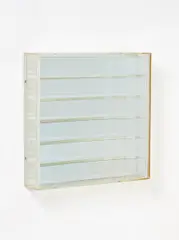 Spiegelobjekt by Adolf Luther, 1979, Sechs konkave Glasscheiben vor quadratischem Spiegel auf Holz in Plexiglaskastenrahmen, sold Nov 2016
