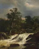Andreas Achenbach, Eiche am Wildwasser, Öl auf Leinwand