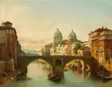 François Bossuet, Italienische Stadtlandschaft, Öl auf Leinwand