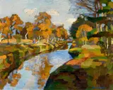 Udo Peters, Herbstlandschaft bei Worpswede, Öl auf Karton