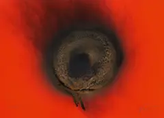 Otto Piene, "Blacks", Mischtechnik (Feuergouache) auf farbigem Karton