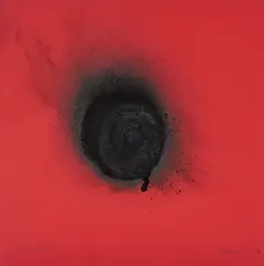 "SKY HOOK" by Otto Piene, Mischtechnik (Feuergouache) auf festem farbigem Karton, sold Jun 2016