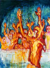 "go shopping now" by Daniel Richter, Öl auf Leinwand, sold Jun 2016