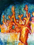 Daniel Richter, "go shopping now", Öl auf Leinwand